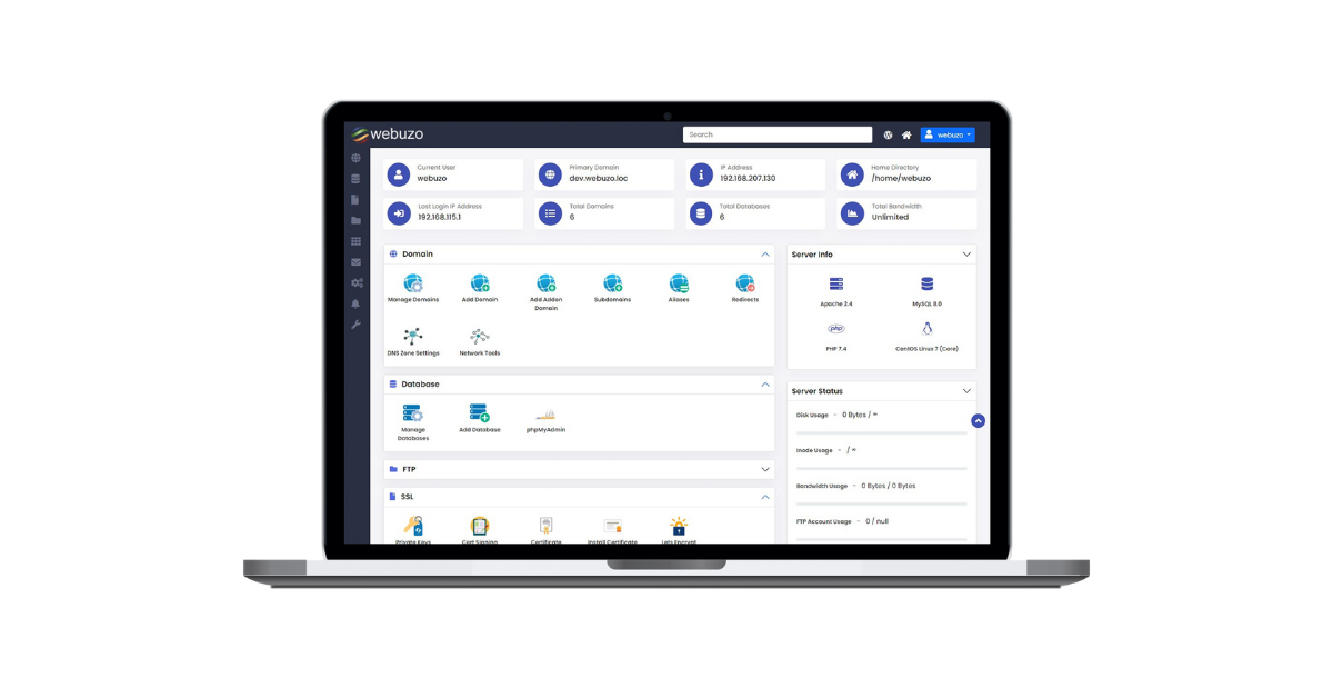 Webuzo User Interface